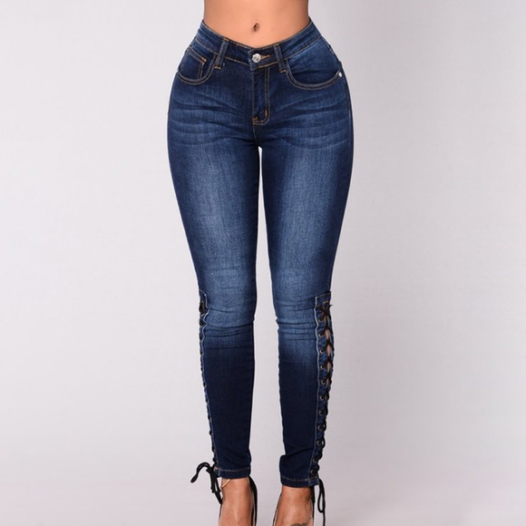 2FOR$30 - NWOT Dark Denim Pencil Jeggings w/Lace Up Ankles,  XL - Picture 4 of 5